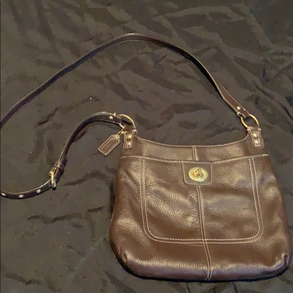 Coach brown leather crossbody